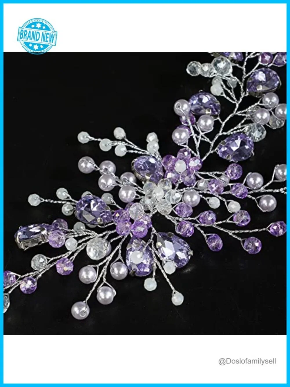 Handmade Bridal Hair Vine with Pearl and Crystal Headband